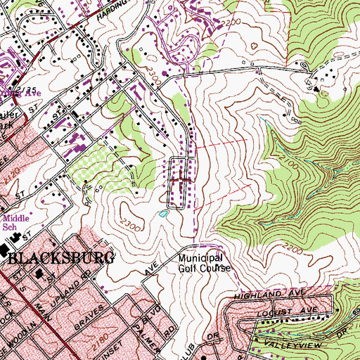 Topographic Map of Knob Hill, VA