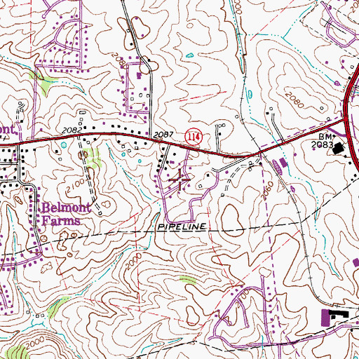 Topographic Map of La Plateau, VA