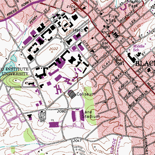 Topographic Map of Lee Hall, VA