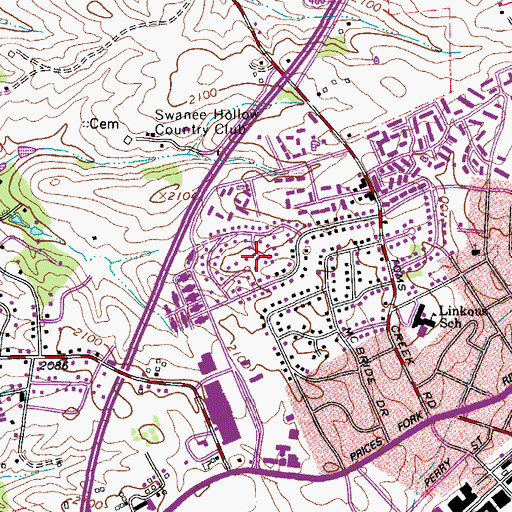 Topographic Map of Longview Estates, VA