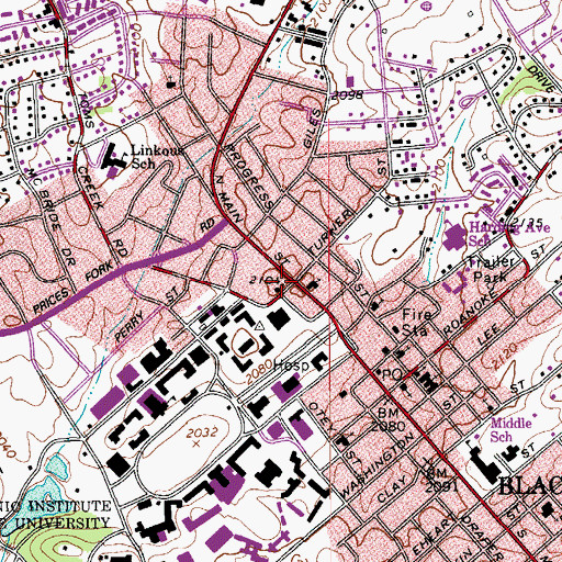 Topographic Map of Luther Memorial Church, VA