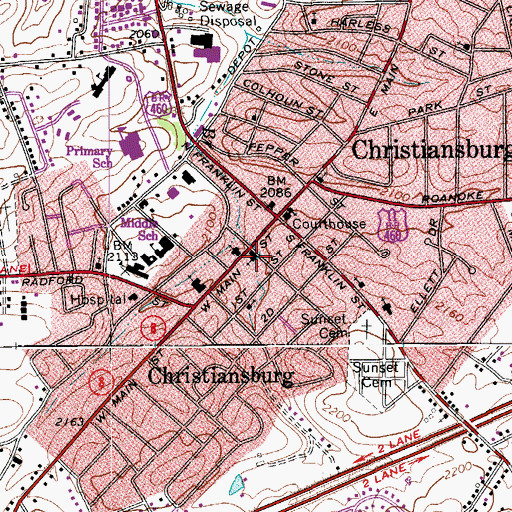 Topographic Map of Main Street Baptist Church, VA