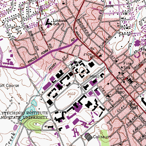 Topographic Map of McBryde Hall, VA