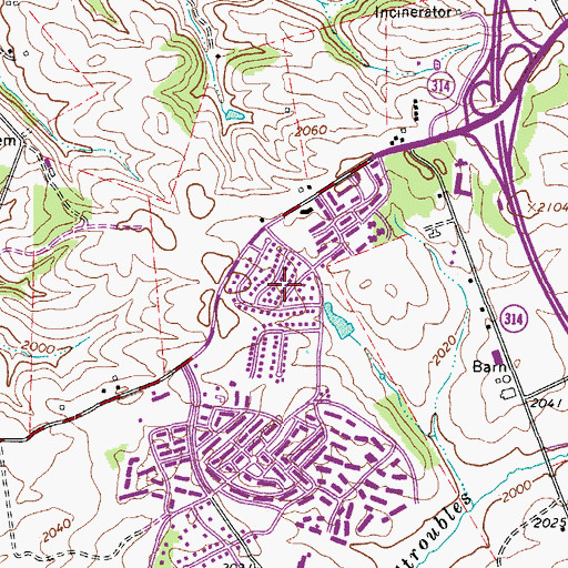 Topographic Map of Mission Hills, VA