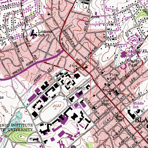 Topographic Map of Monteith Hall, VA