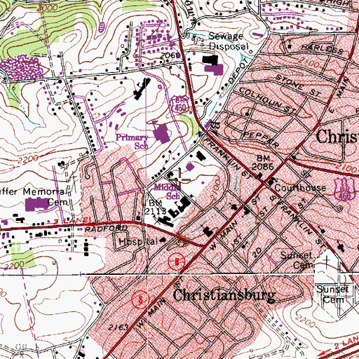 Topographic Map of Montgomery-Floyd Regional Library, VA