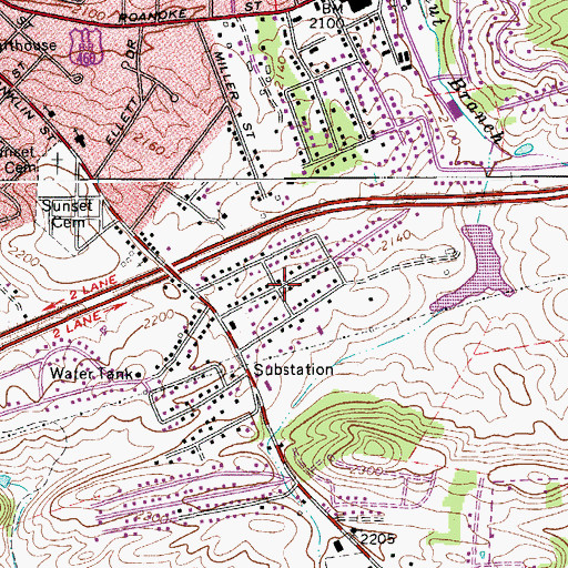 Topographic Map of Huff Acres, VA