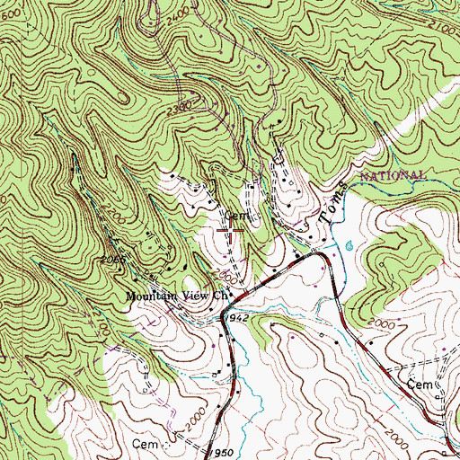 Topographic Map of Mountain View, VA