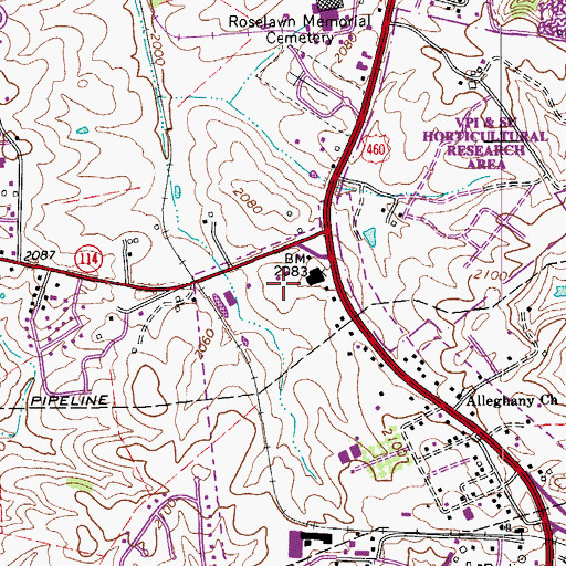 Topographic Map of Mountain View Park, VA