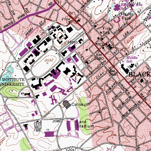 Topographic Map of Newman Hall, VA