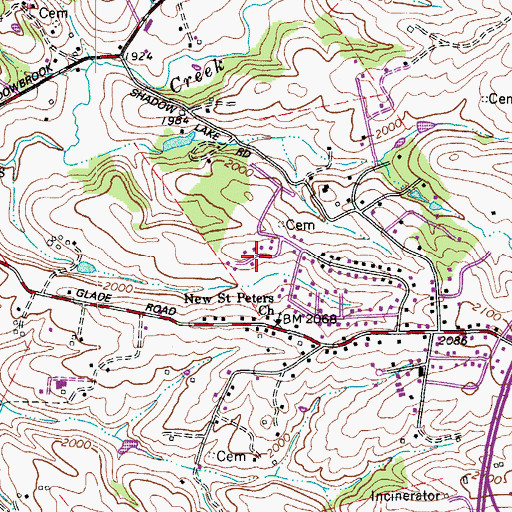 Topographic Map of Nicholas Manor, VA