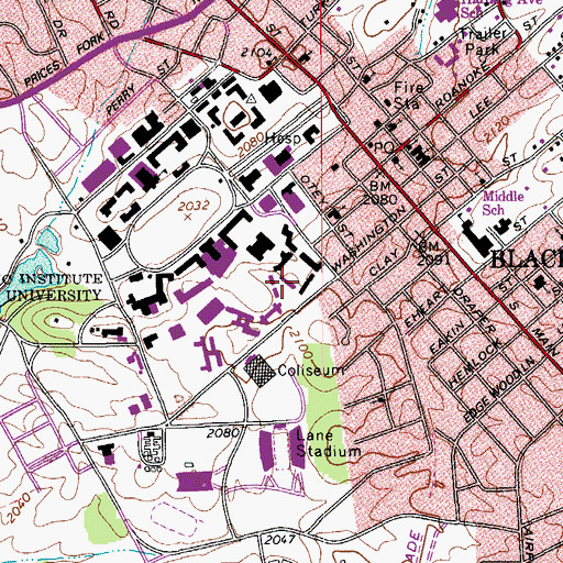 Topographic Map of O'Shaughnessy Hall, VA