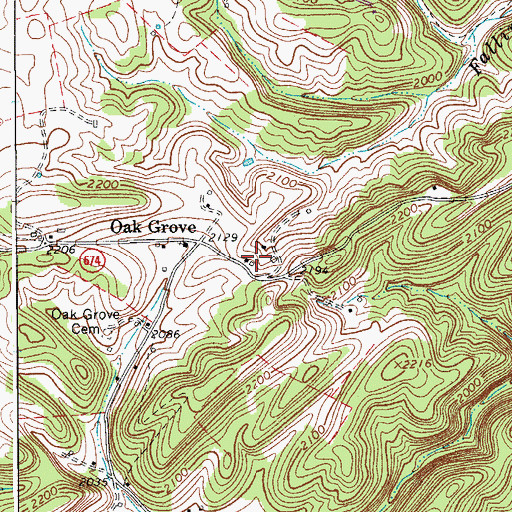 Topographic Map of Oak Grove School (historical), VA