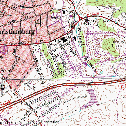 Topographic Map of Oakwood Park, VA