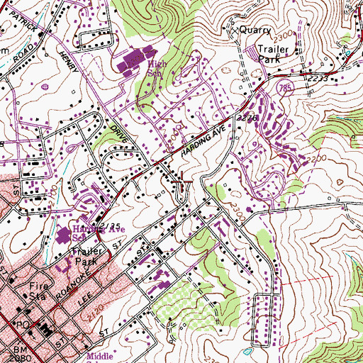 Topographic Map of Orchard View, VA