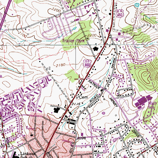 Topographic Map of Patrick Henry Place, VA