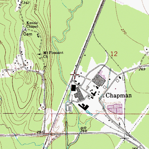 Topographic Map of Chapman Post Office (historical), AL