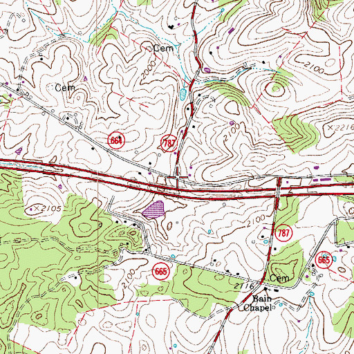 Topographic Map of Pentecost Church (historical), VA