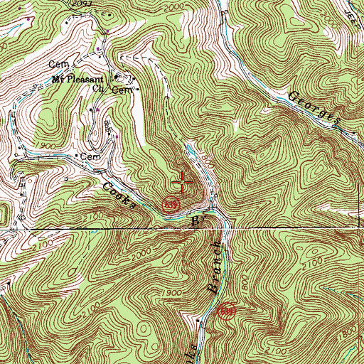 Topographic Map of Pond Hill, VA