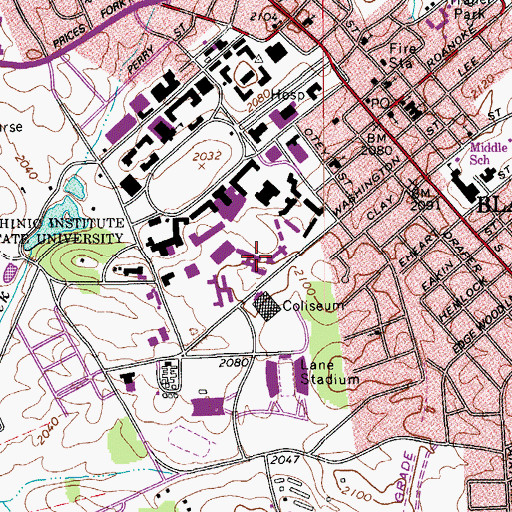 Topographic Map of Pritchard Hall, VA