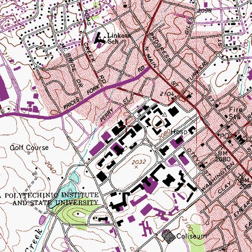Topographic Map of Randolph Hall, VA