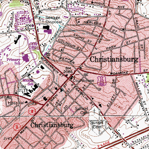 Topographic Map of Saint Pauls United Methodist Church, VA
