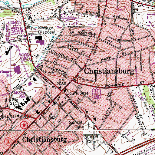Topographic Map of Saint Thomas Episcopal Church, VA