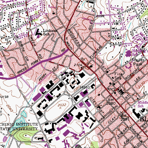 Topographic Map of Shanks Hall, VA