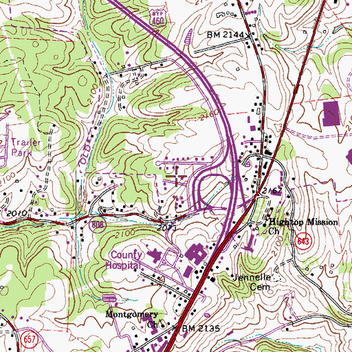 Topographic Map of Myers Acres, VA