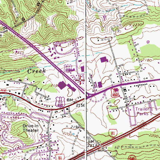 Topographic Map of Old Farm Village, VA