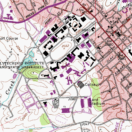 Topographic Map of Slusher Hall, VA