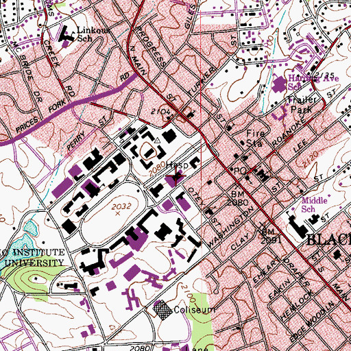 Topographic Map of Squires Hall, VA