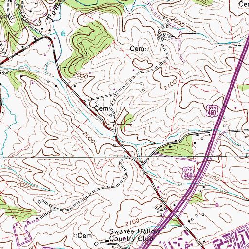 Topographic Map of Toms Creek Park, VA