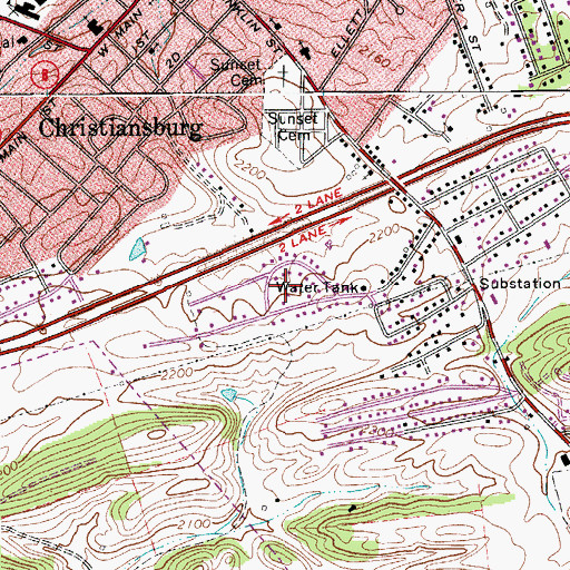 Topographic Map of Town and Country Estates, VA