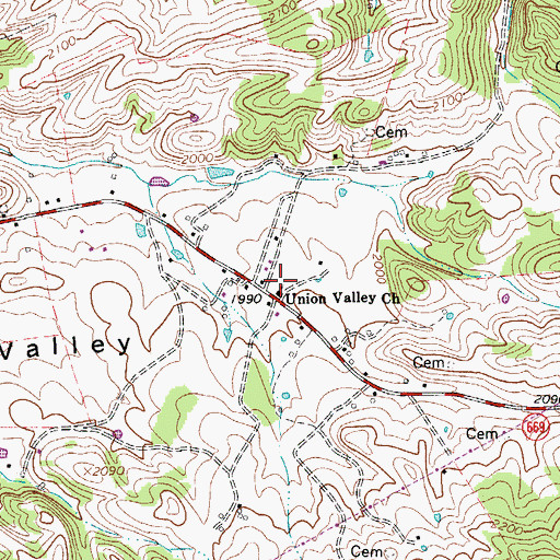 Topographic Map of Union Valley School (historical), VA
