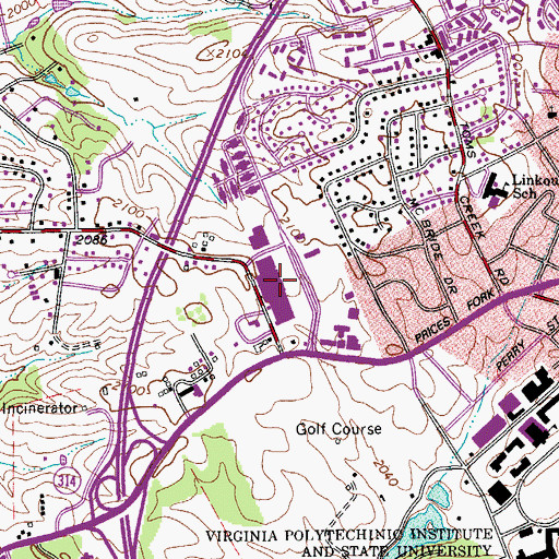 Topographic Map of University Mall Shopping Center, VA