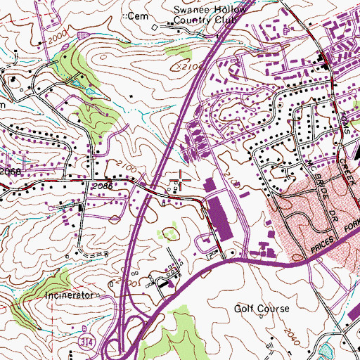 Topographic Map of University Place, VA