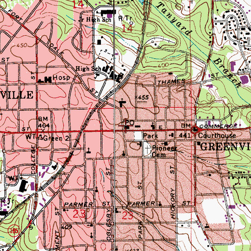 Topographic Map of Greenville Post Office, AL