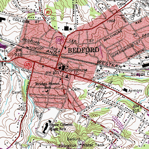 Topographic Map of Bedford Baptist Church, VA