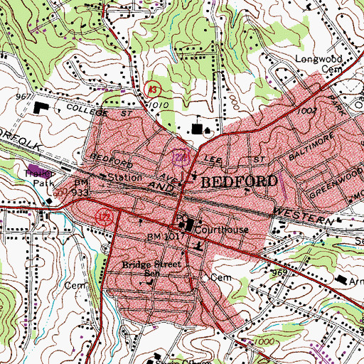 Topographic Map of Bedford Christian Church, VA