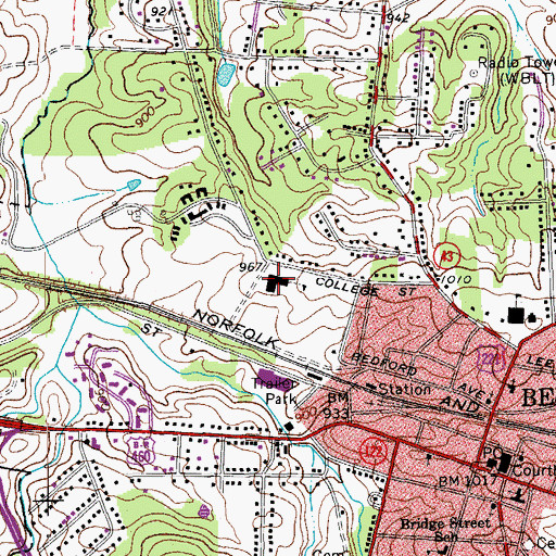 Topographic Map of Bedford Primary School, VA