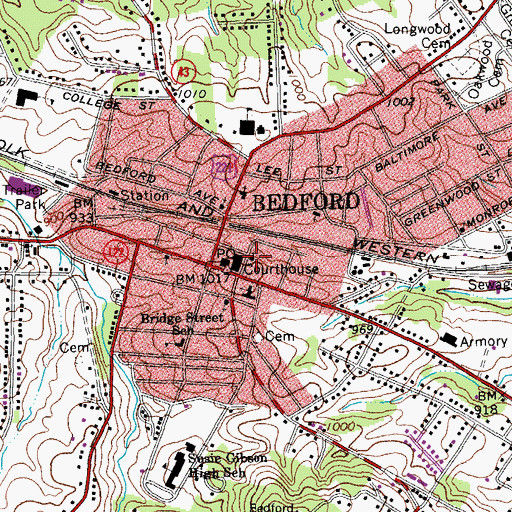 Topographic Map of Court Street Methodist Episcopal Church (historical), VA