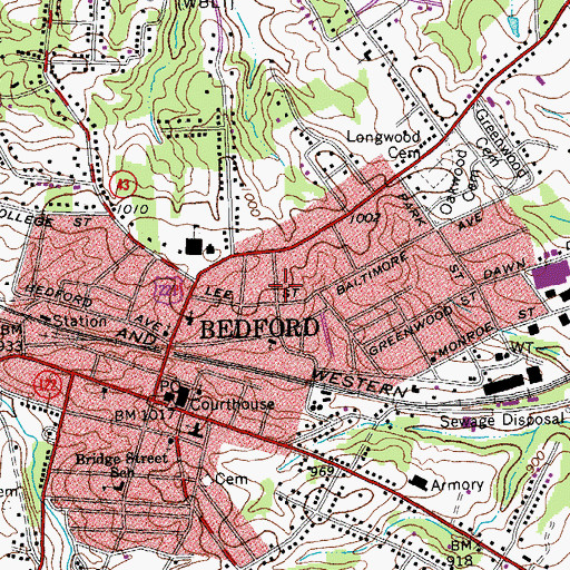 Topographic Map of Liberty Female Institute (historical), VA