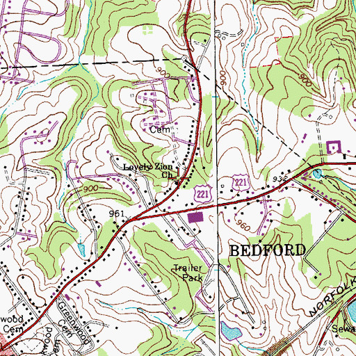 Topographic Map of Lovely Zion Baptist Church, VA