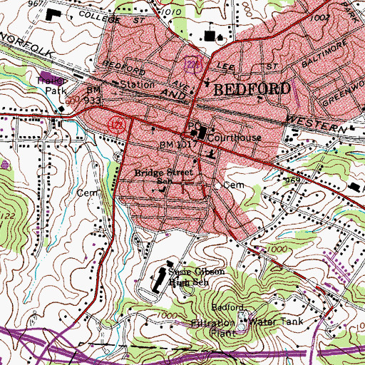 Topographic Map of Saint Marys Roman Catholic Church, VA