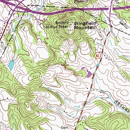 Topographic Map of Bedford County, VA