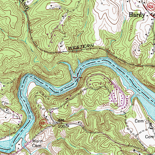 Topographic Map of Big Branch, VA