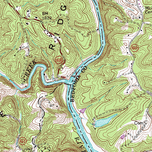 Topographic Map of Blackwater Ford, VA