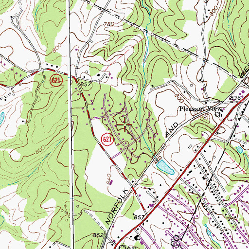 Topographic Map of Bluemont Estates, VA