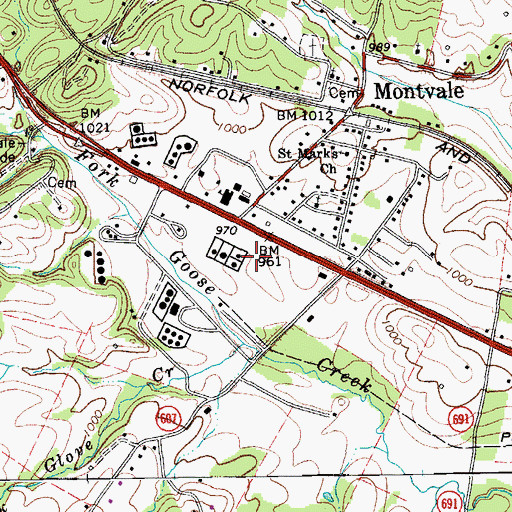 Topographic Map of Bufords Airport (historical), VA